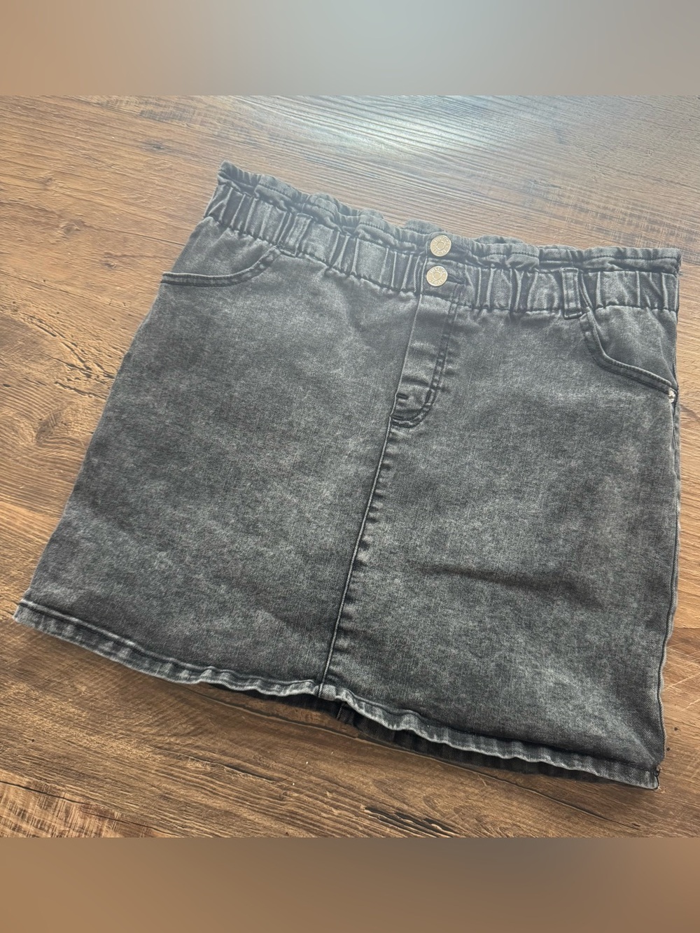 Justice Girls Skirt 16 Plus Black Jean Denim Skort Tween Cotton XL